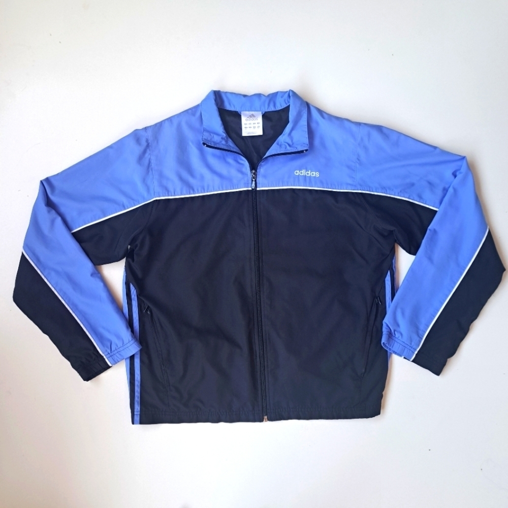 Adidas' Jacket Women Light‎ Blue/Black L with front zipper